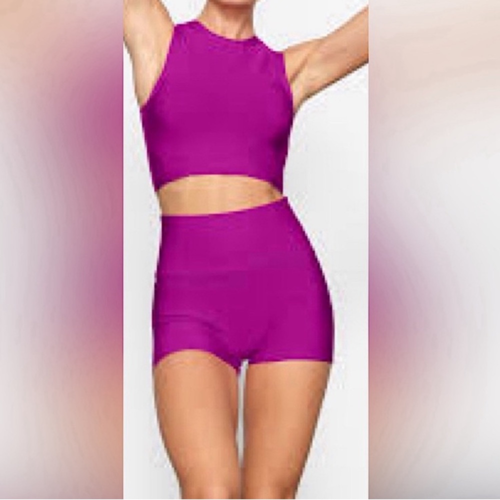 NEW SKIMS Knit Swim Mid Waist Short / Pink Purple / Lollipop XXS & Small